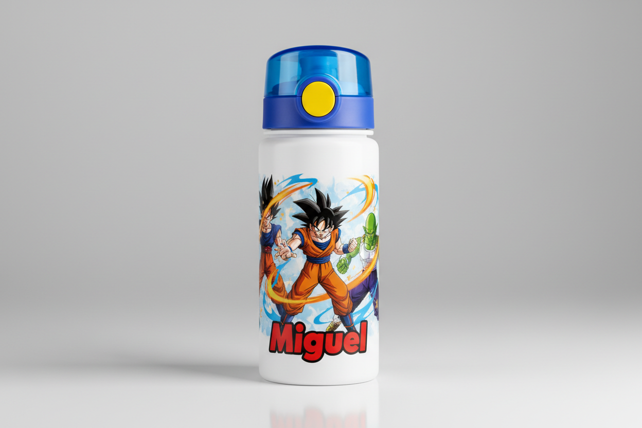 Vaso Personalizado con Nombre - Estilo Cilíndrico con Tapón de Botón