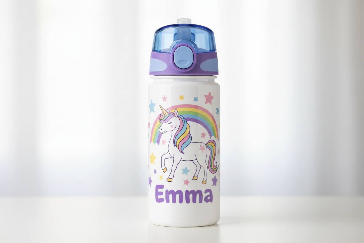 Vaso Personalizado con Nombre - Estilo Cilíndrico con Tapón de Botón