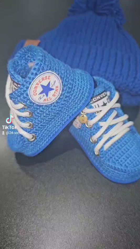 Zapatitos a crochet hechos a mano, 0 a 3 meses, para varón